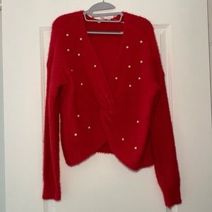 LEAVES TODAY-MAKE OFFER: No Boundaries Red Embellished Sweater
